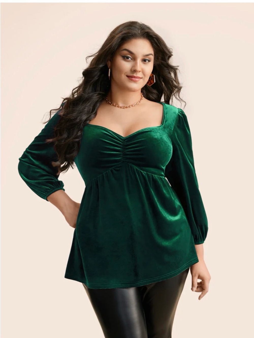 NWOT BloomChic 26 Emerald Green Velvet Sweetheart Babydoll Top